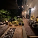 Custom stone fire pit installation by Apex Outdoors in North Georgia, enhancing outdoor living spaces and curb appeal