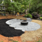 Apex Outdoors fire pit with natural stone design for outdoor living